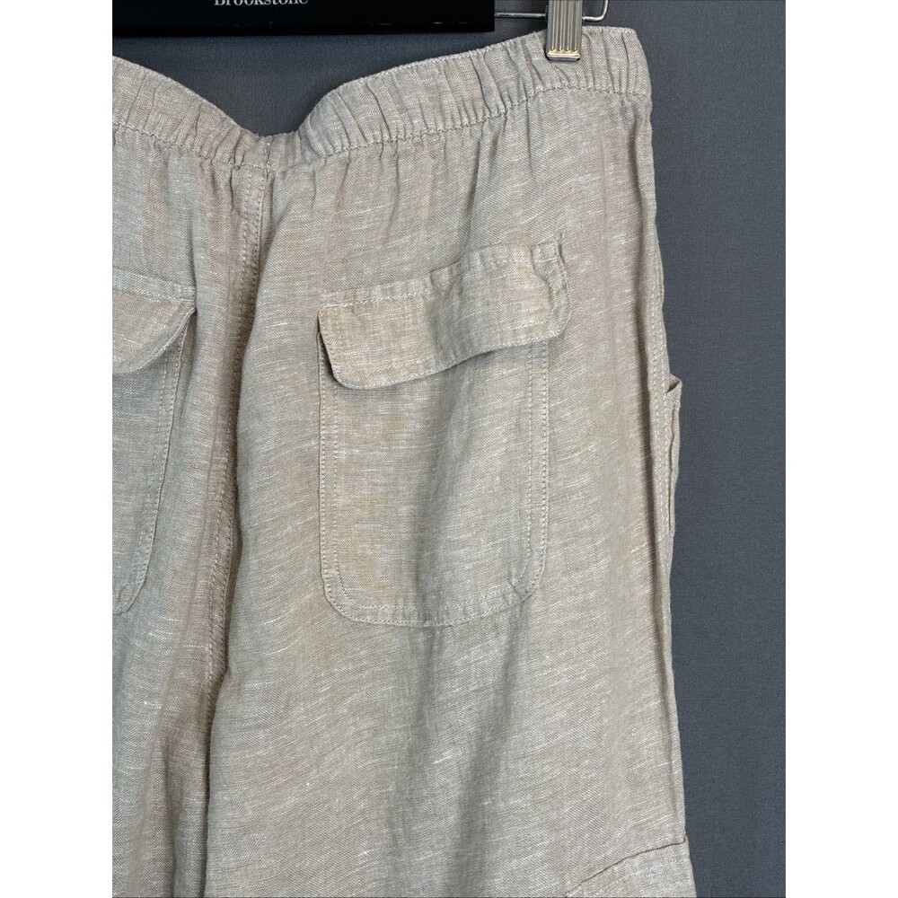 Nicole Miller Cargo Jogger Linen Pants Large Beige Tan Pull On Coastal Lagenlook - Picture 7 of 16